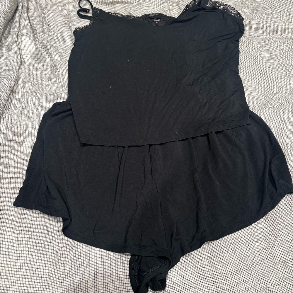 Victoria's Secret Black Lace-Trim Cami & Shorts Sleep Set